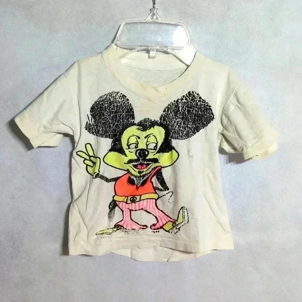 Ultra RARE Mickey Mouse righteous Mouse peace, t-shirt double sided boys sz S